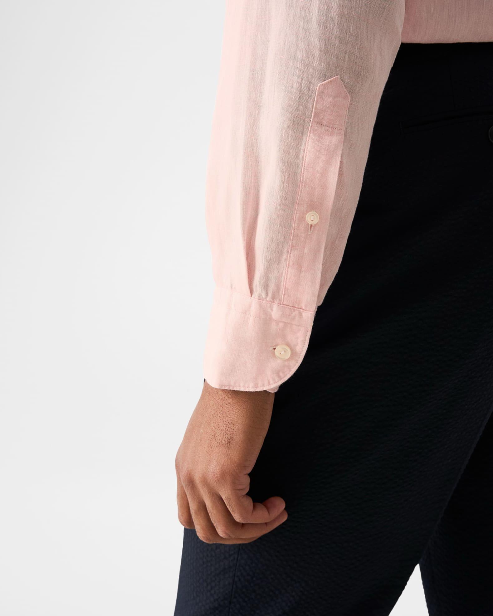 Men's Signature Linen Contemporary Fit Casual Button-Down Shirt Product Image