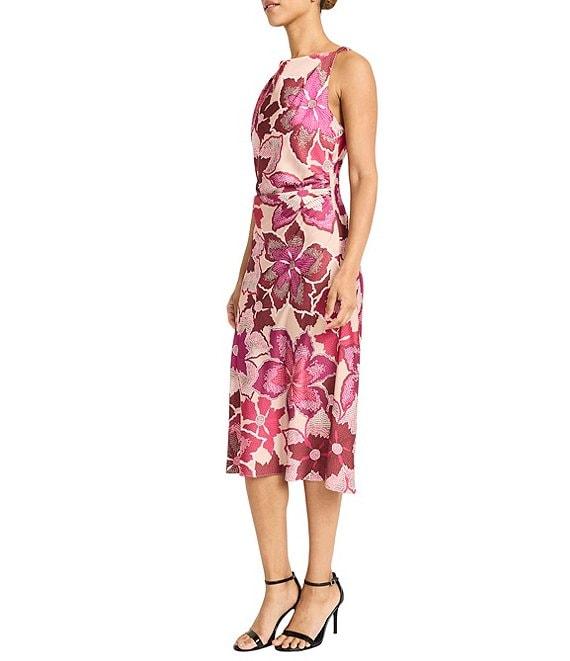 Maggy London Boat Neck Sleeveless Floral Print Sheath Midi Dress Product Image