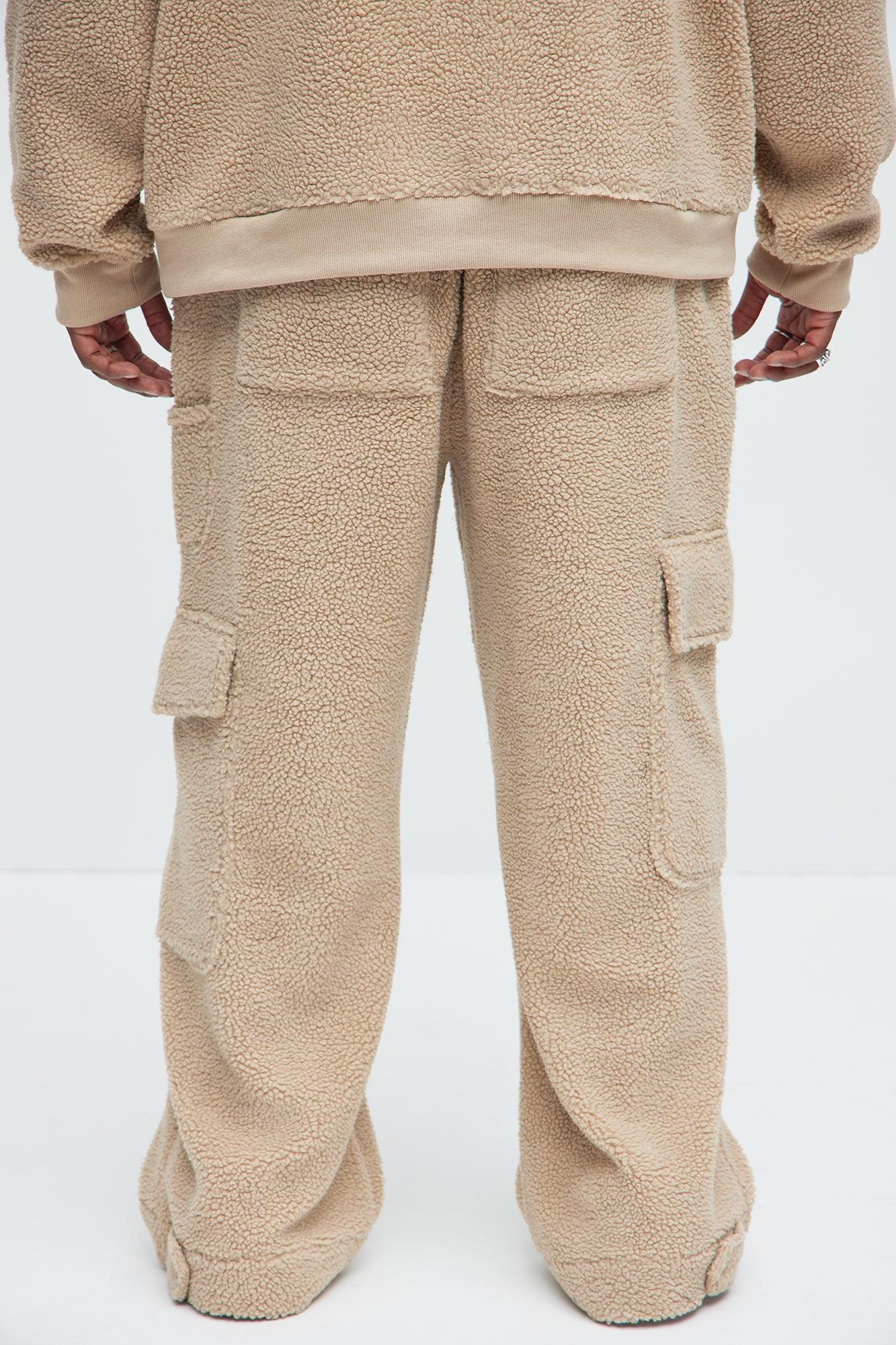 Axel Polar Fleece Baggy Cargo Pants - Tan Product Image