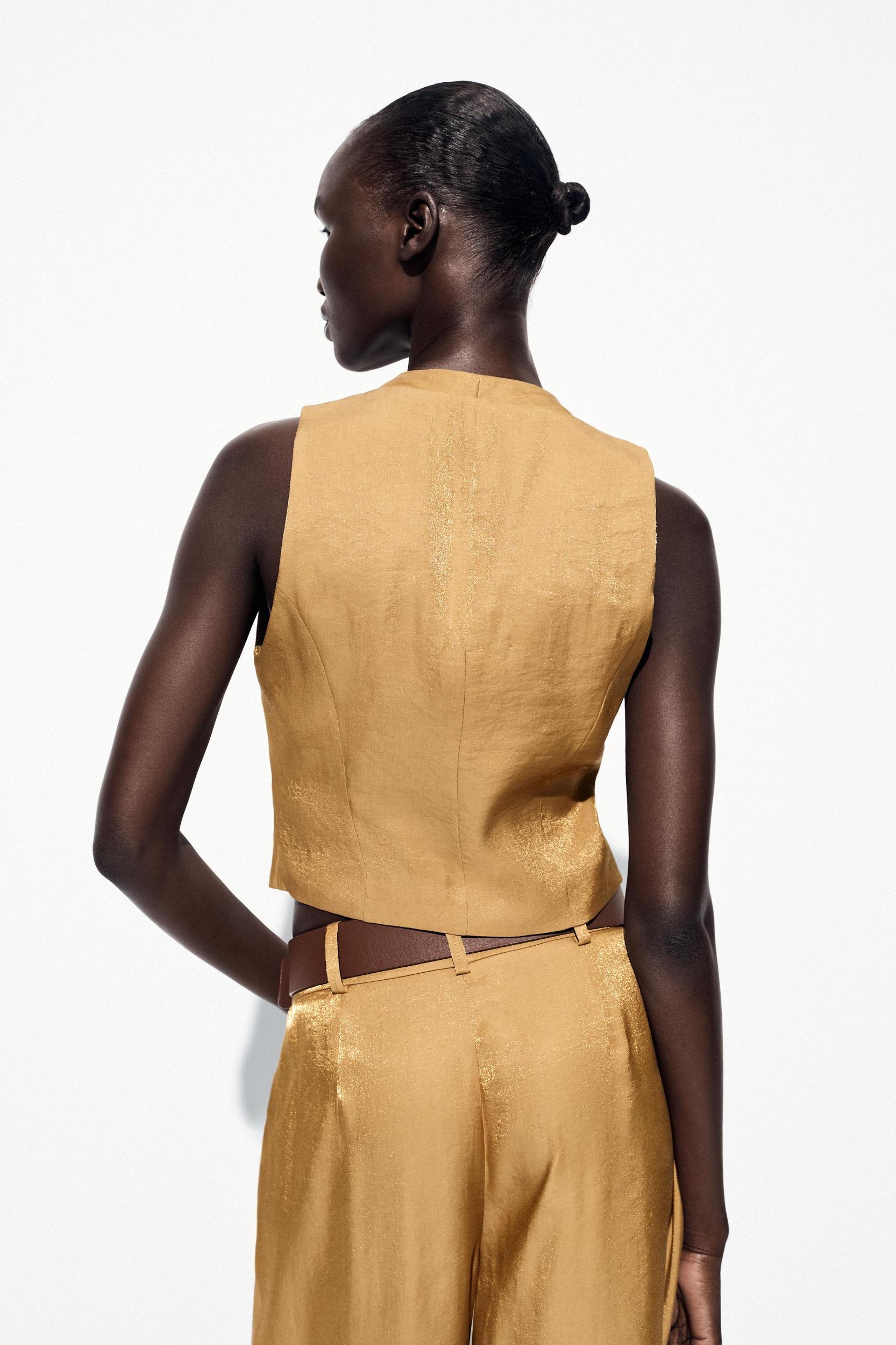 GOLD BUTTON SATIN EFFECT TOP Product Image