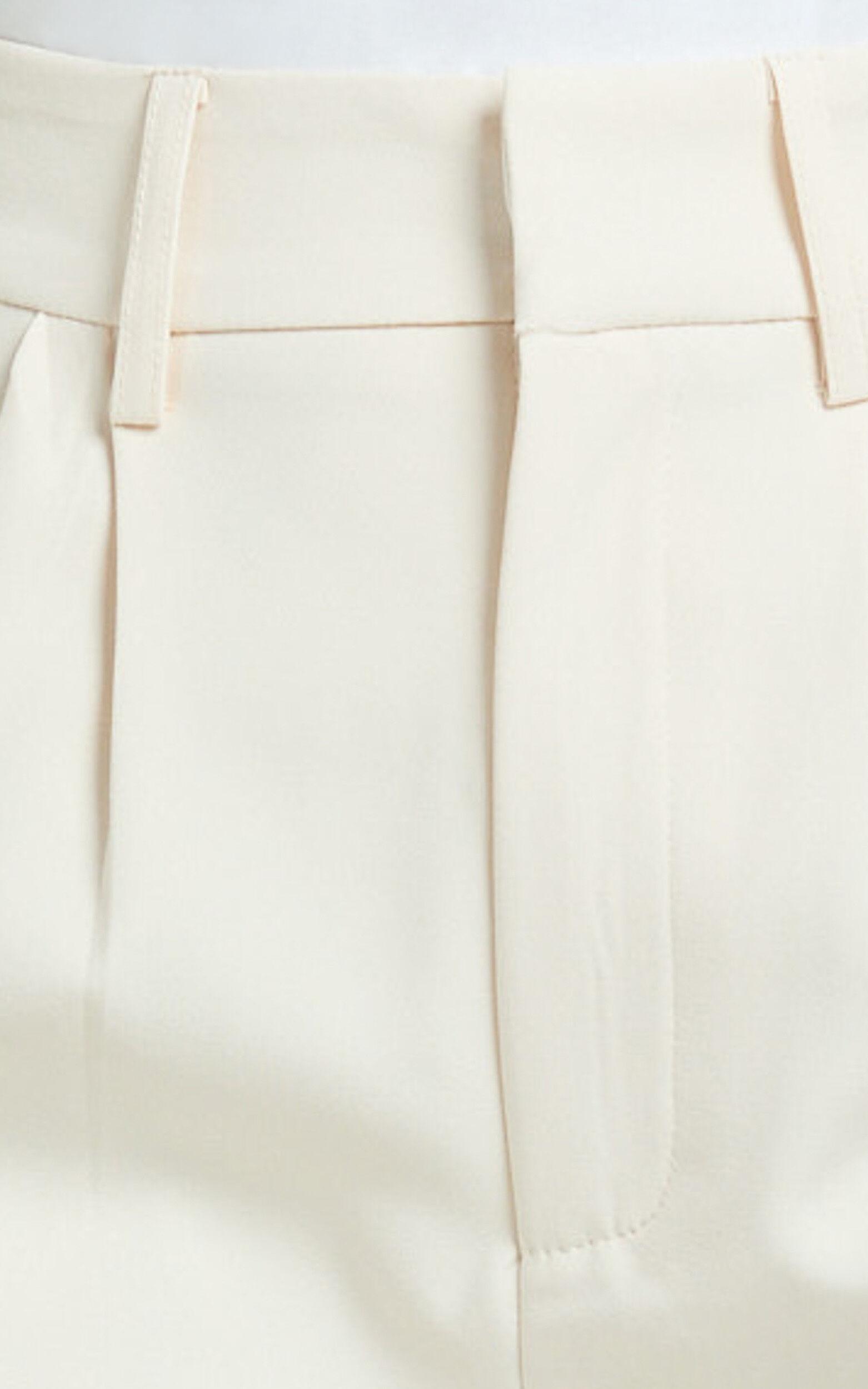 Melissa Pants - Pleat Front Wide Leg Tailored Pants in Cream Product Image