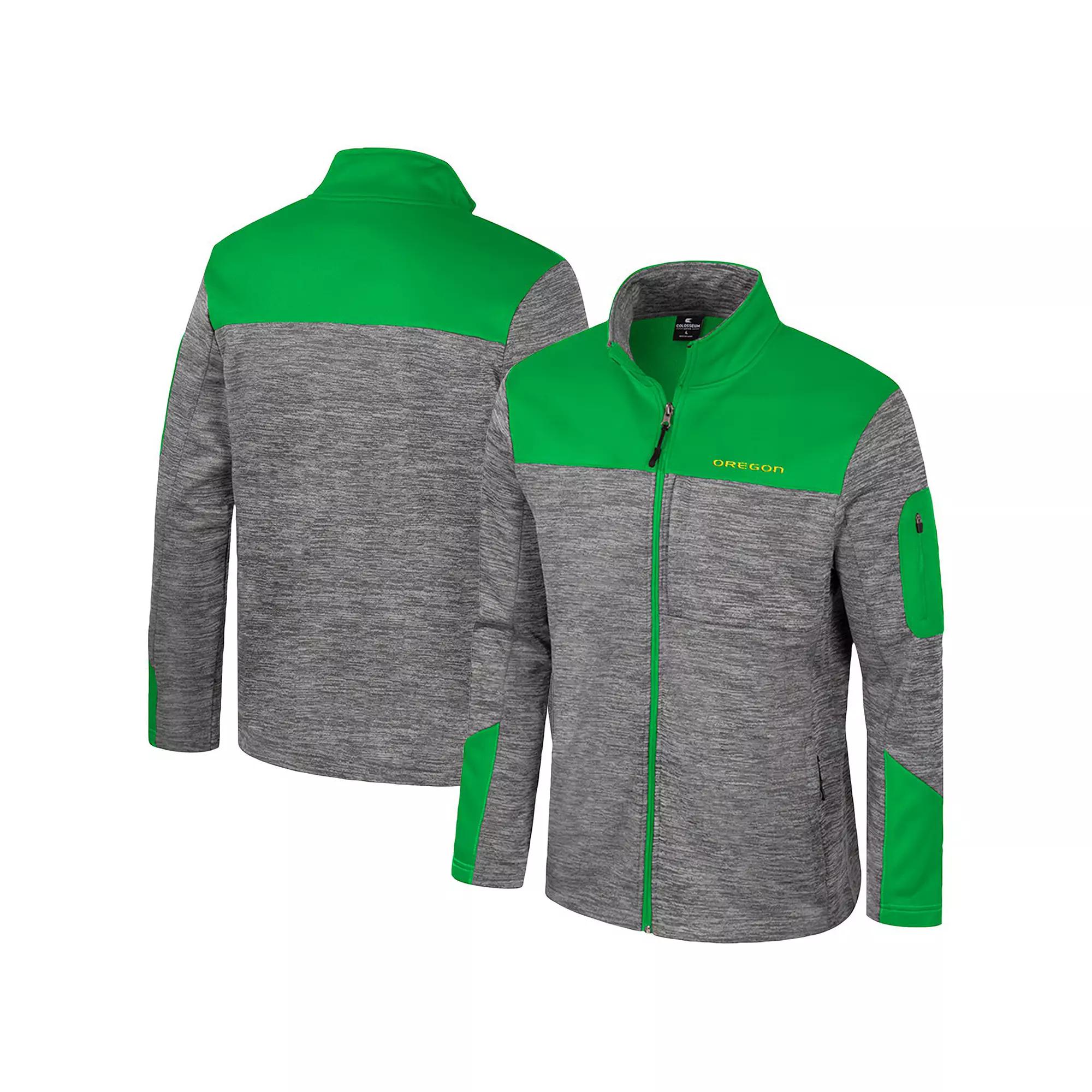 Men's Colosseum  Gray/Green Oregon Ducks Guard Full-Zip Jacket, Size: XL, Grey Product Image