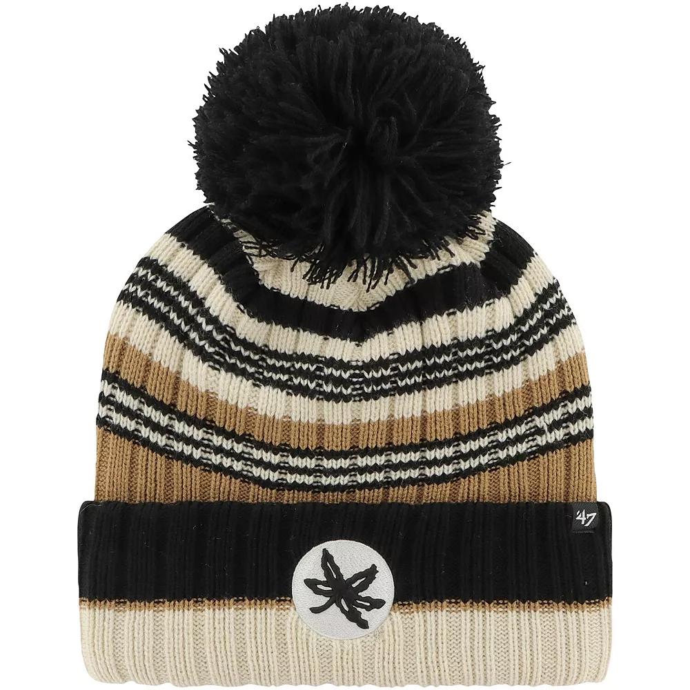 Women's '47 Khaki Ohio State Buckeyes Barista Cuffed Knit Hat with Pom, Beig K Product Image