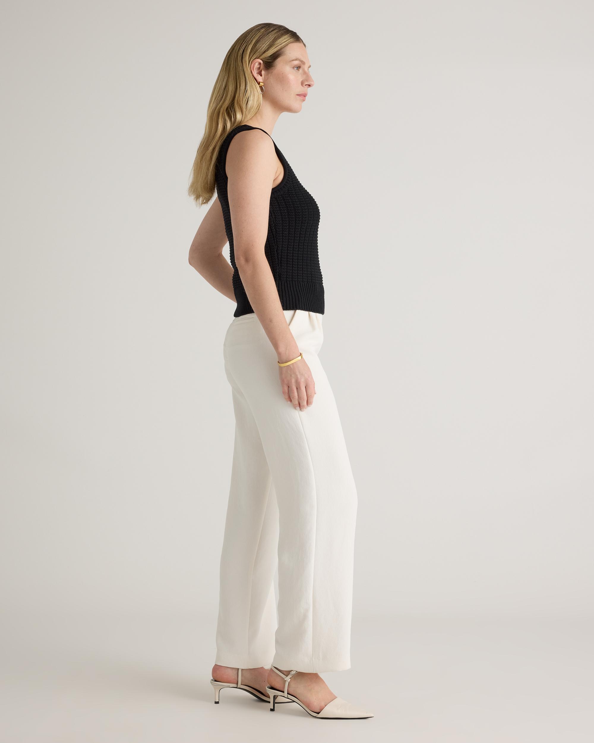 Quince | Women's Waffle Cropped Sweater Tank Top Organic Cotton Product Image