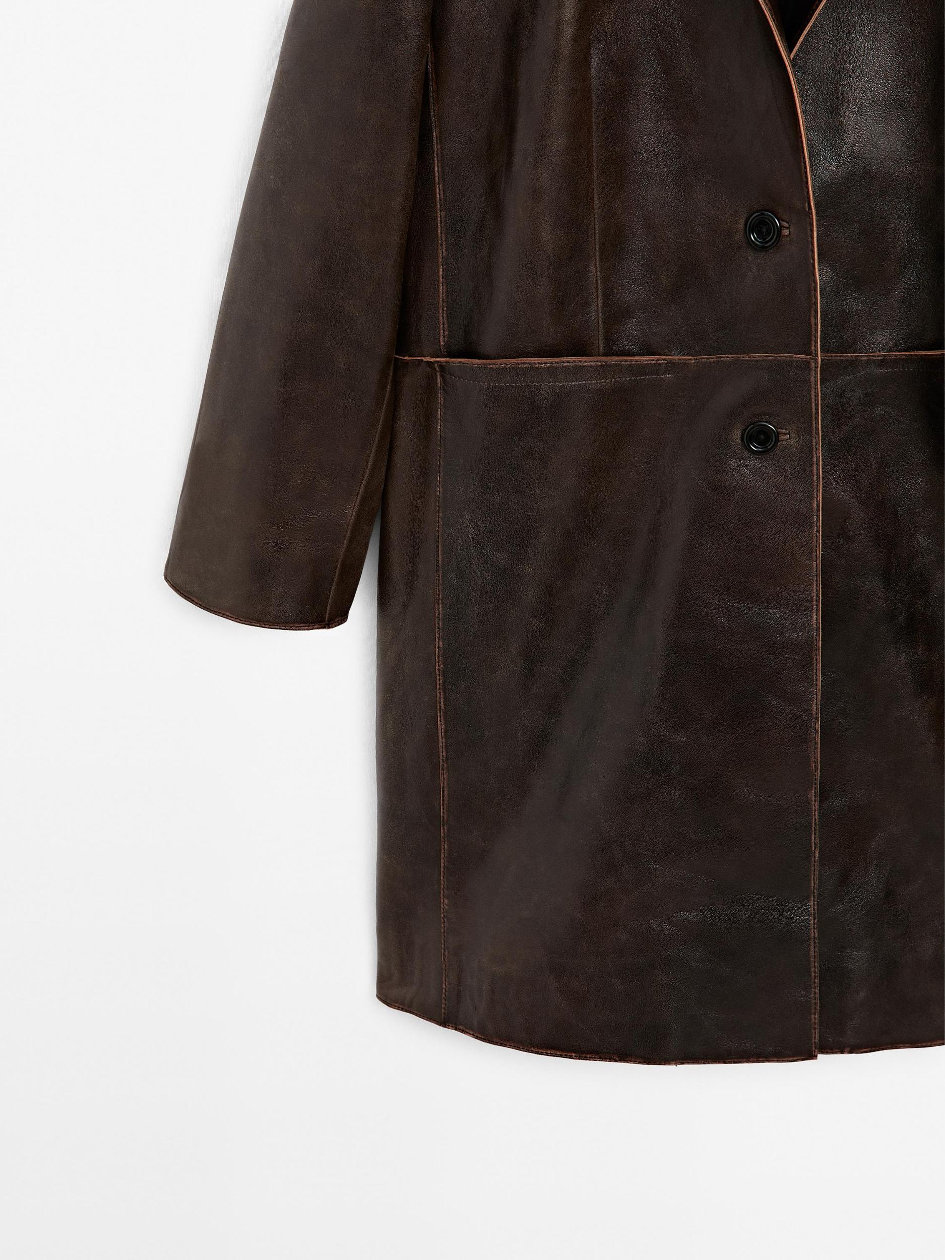 Distressed nappa leather coat Product Image