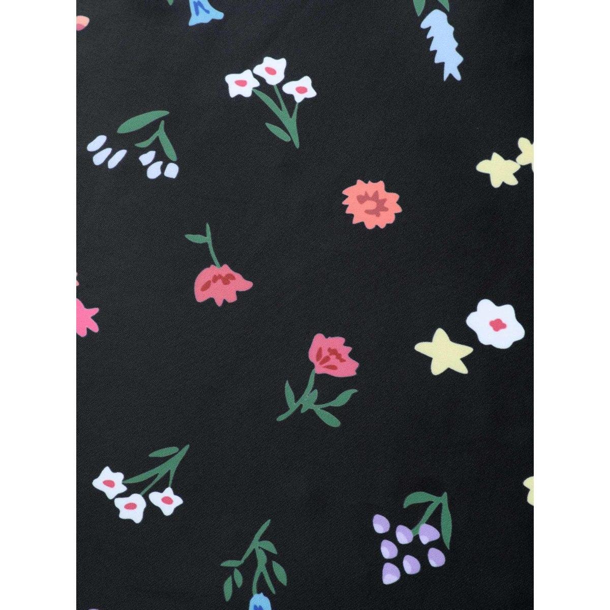 Plus Size Heart Neckline Floral Twist Front Swim Dress Women's Swimwear Black Beach Bodycon Heart neckline High stretch Curve Swim Dresses BloomChic 22-24/3X Product Image