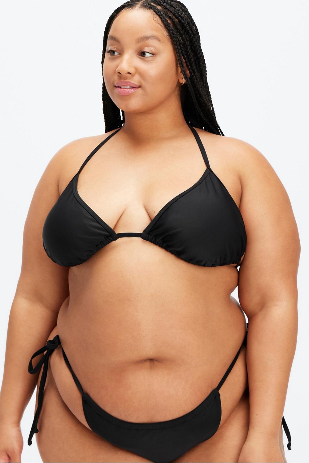 Fabletics Triangle String Bikini Top Womens black plus Size 4X Product Image