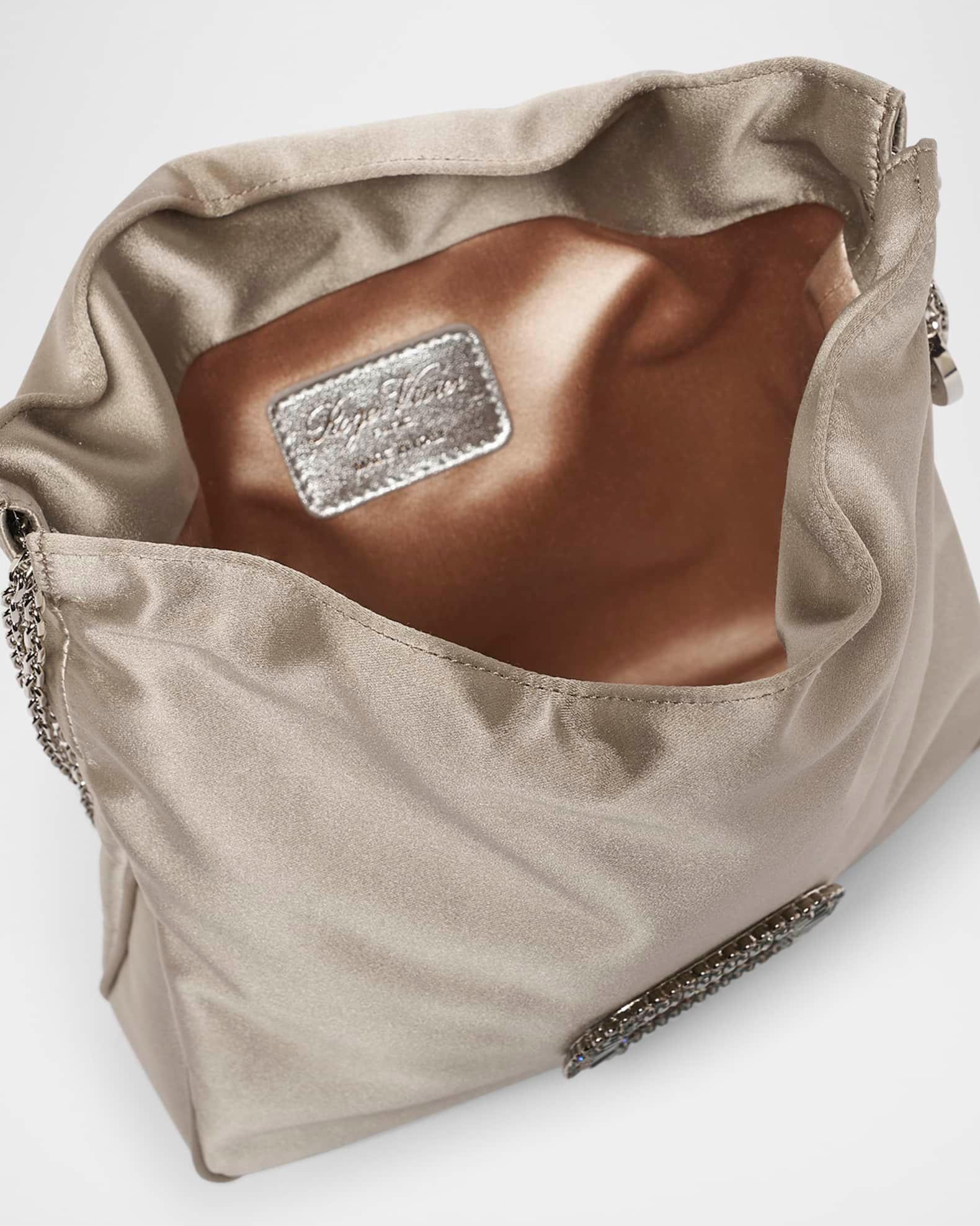 Mini Crystal Buckle Satin Pouch Bag Product Image