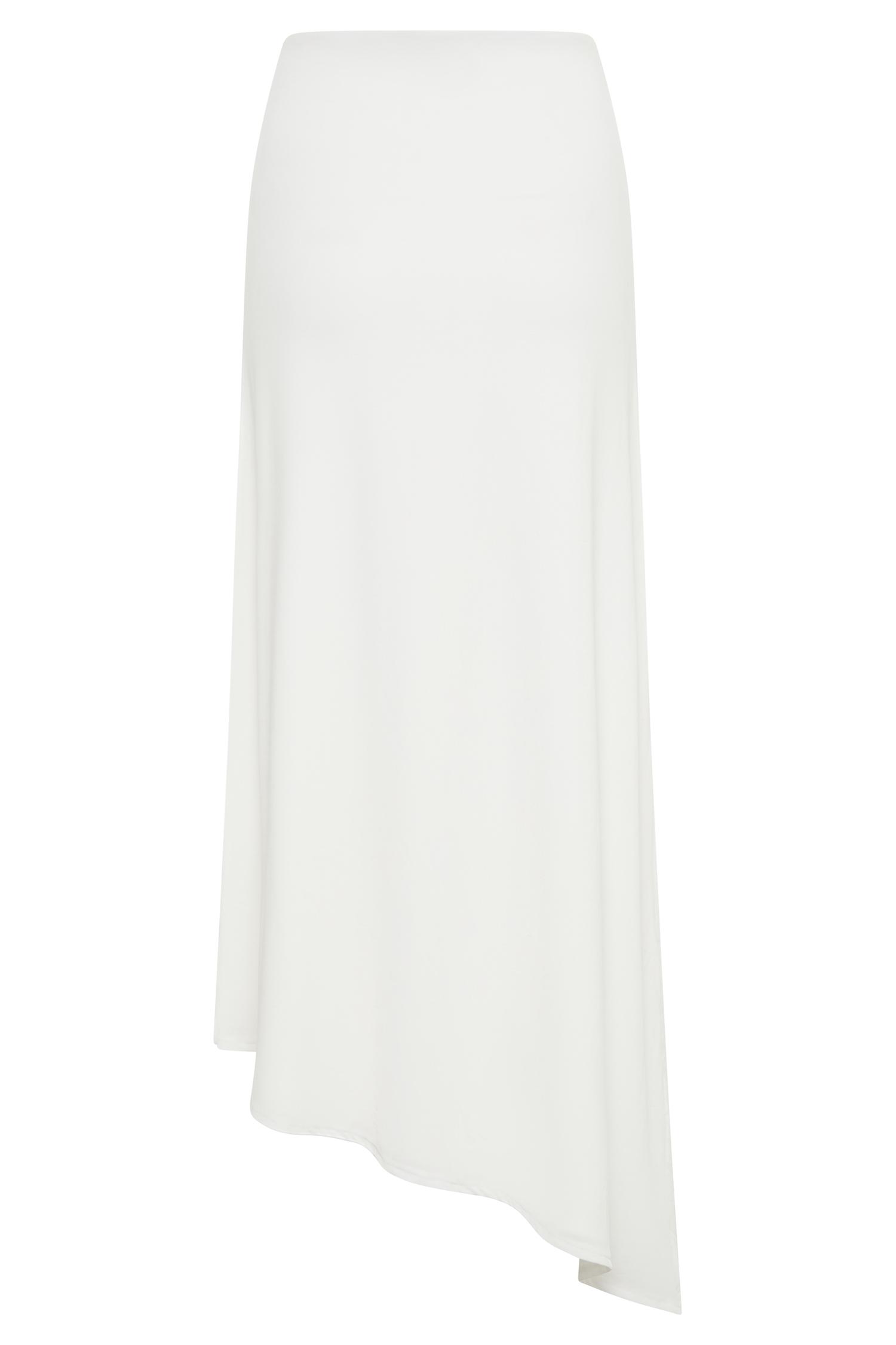 Bea Asymmetrical Slinky Maxi Skirt - White Product Image