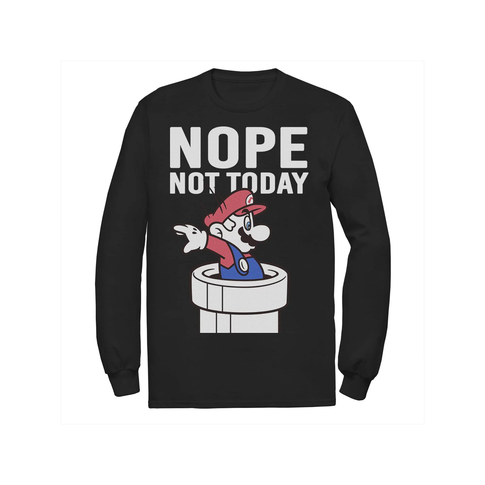 Big & Tall Nintendo Super Mario Bros Nope Not Today Long Sleeve, Men's, Size: 5XL, Black Product Image