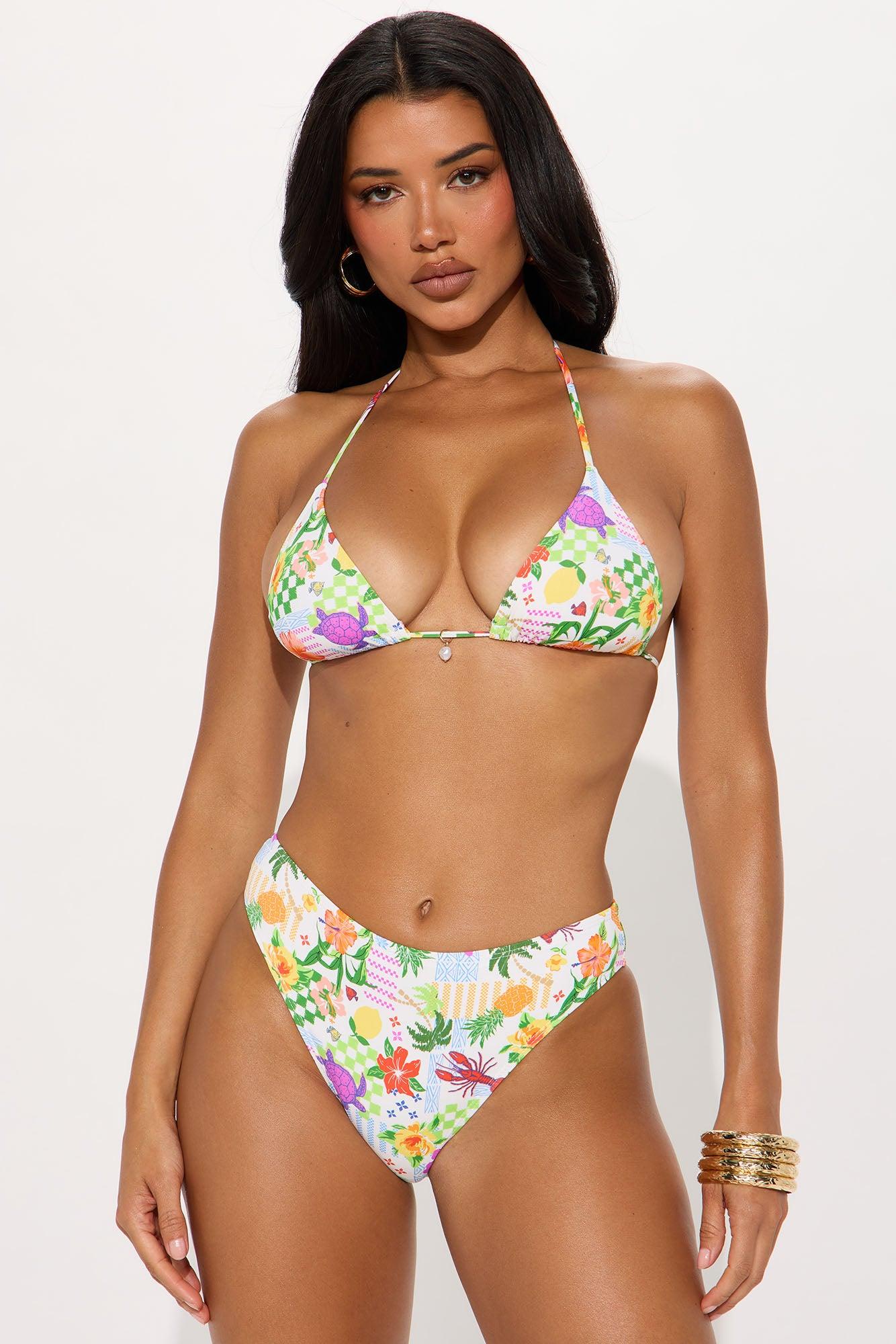 Aloha Vacation Pearl Charm 3 Piece Bikini Skirt Set - Multi Color Product Image
