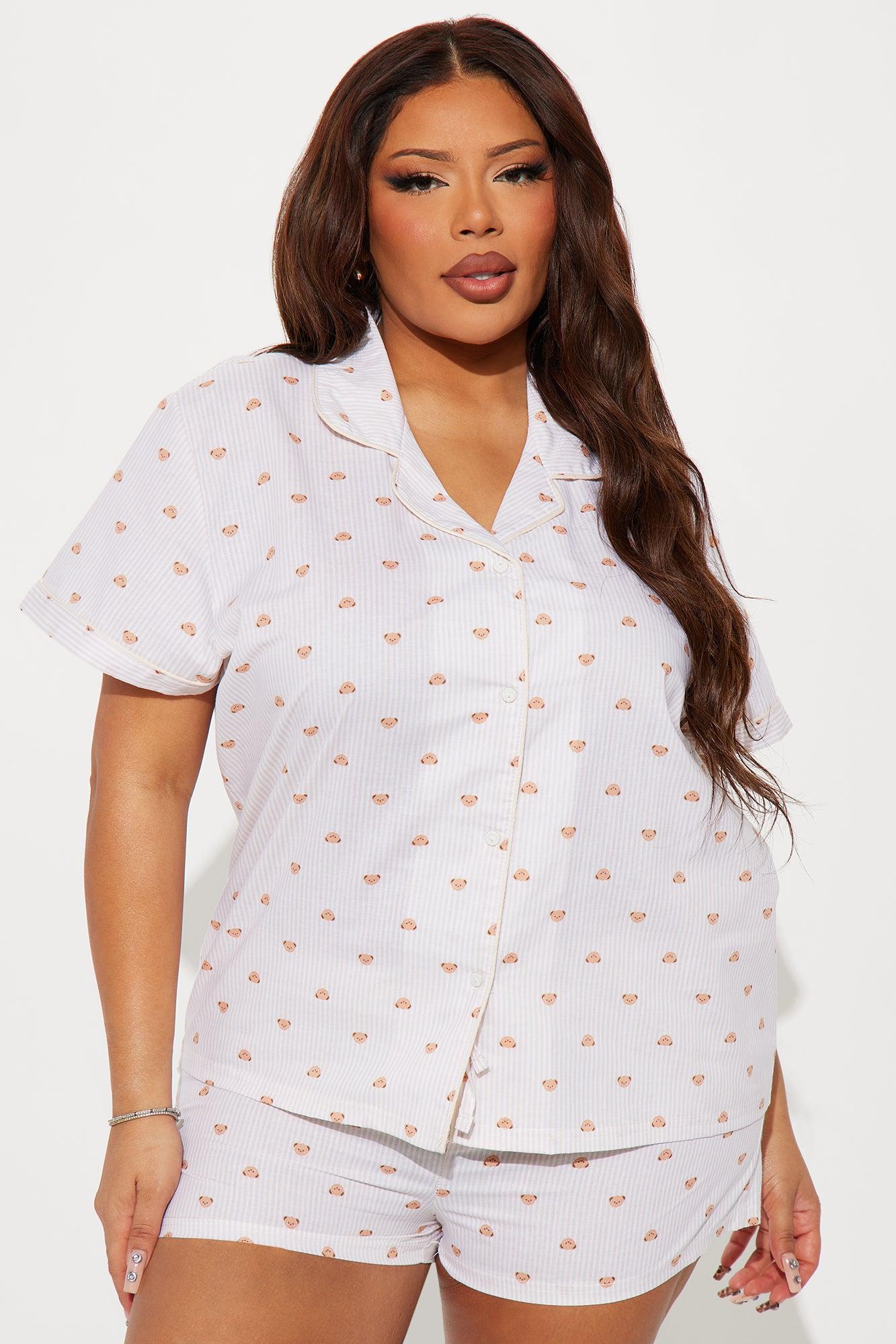 Cuddly Bear Cotton PJ Short Set - Tan Product Image