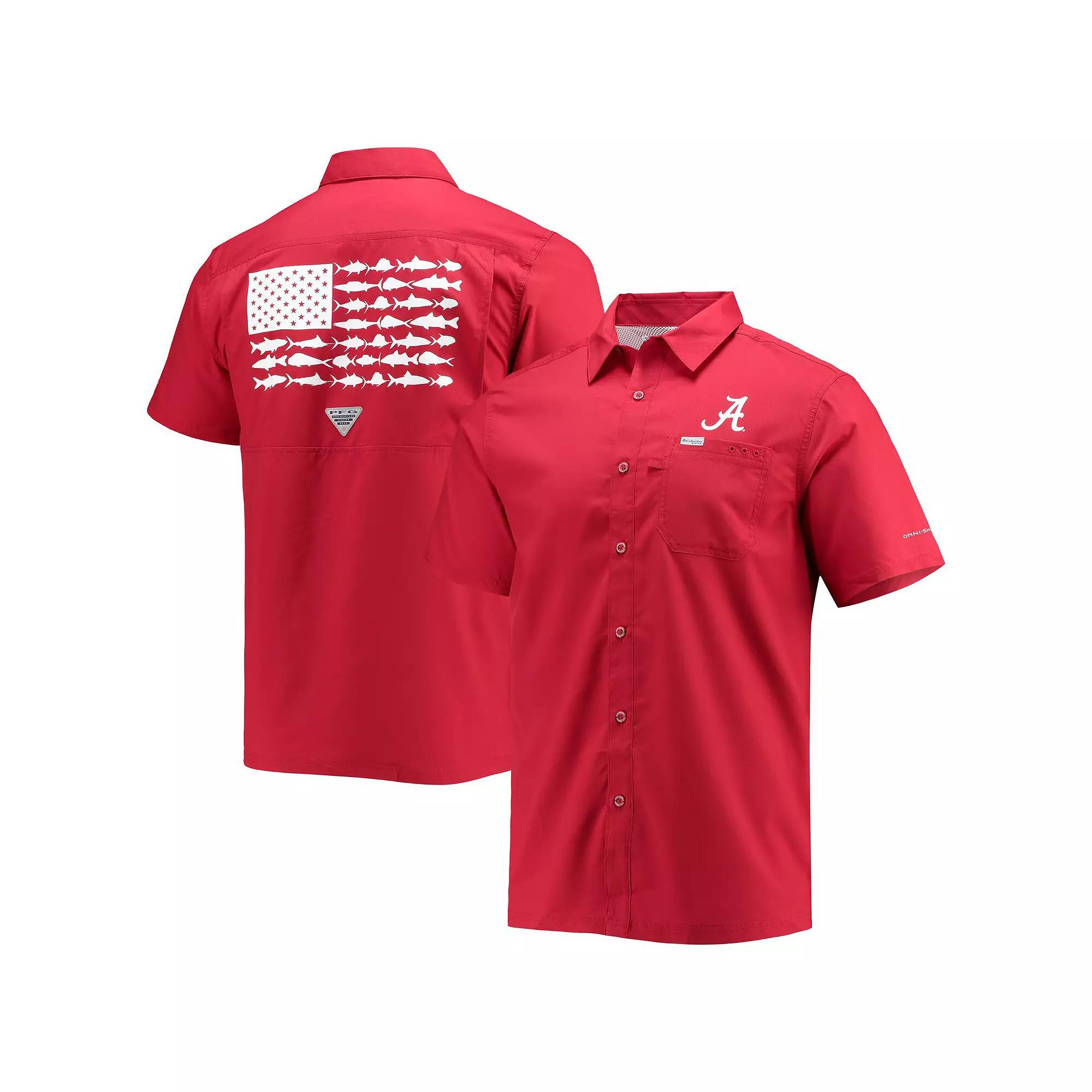 Men's Columbia PFG Crimson Alabama Crimson Tide Slack Tide Camp Button-Up Shirt,  Product Image