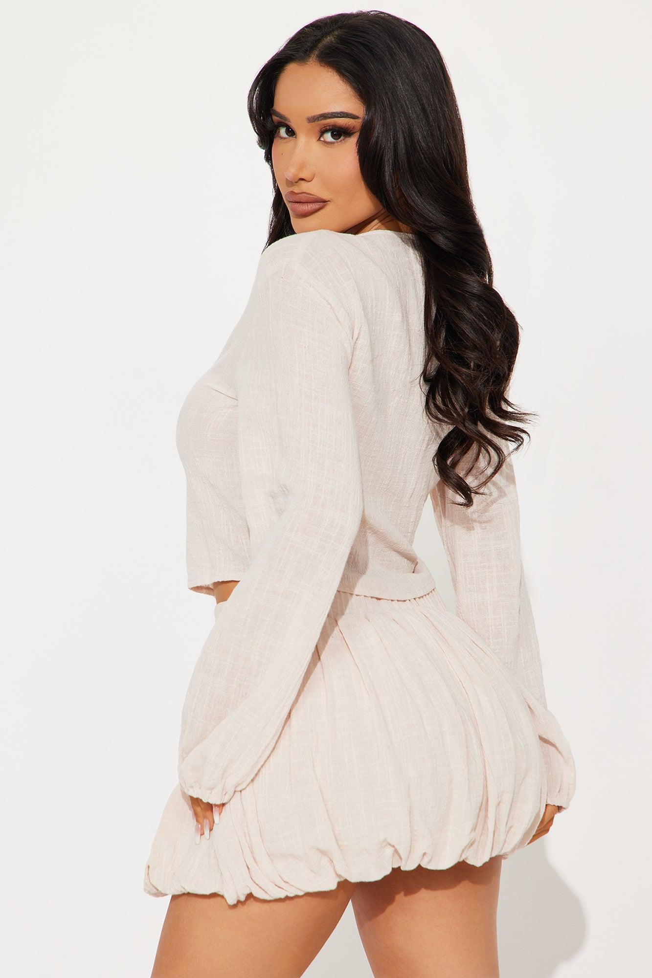 Bali Bubble Skirt Set - Beige Product Image