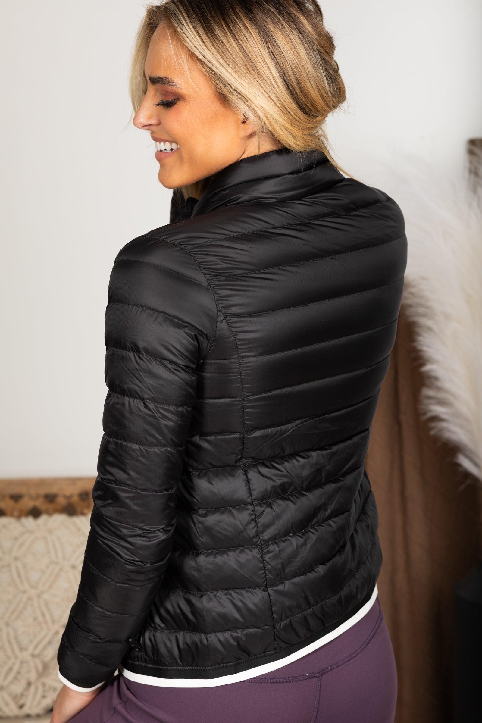 Black Mock Neck Padded Puffer Jacket Product Image