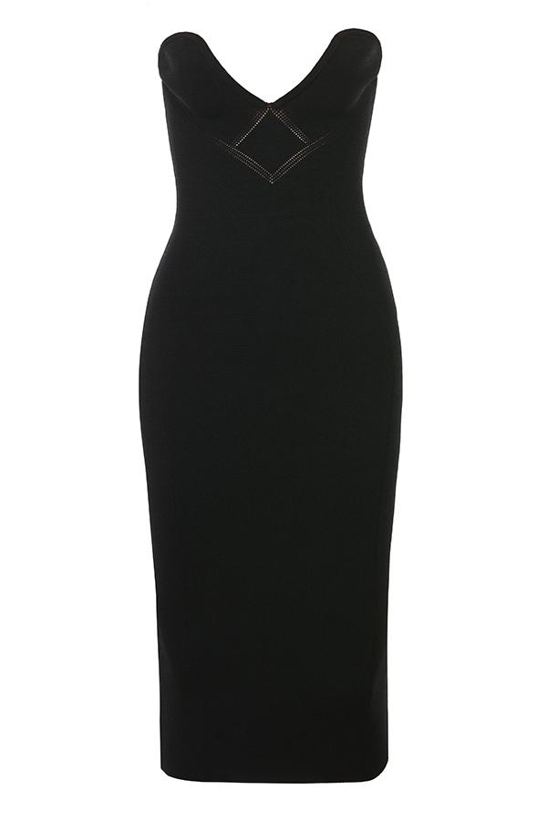 Magdalena  black strapless midi dress - sale Product Image