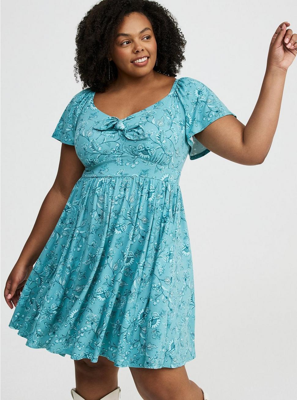 Mini Flutter-Sleeve Tie-Front Dress Product Image