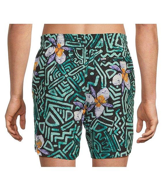 Caribbean Large Batik Floral 6#double; Swim Trunks Product Image