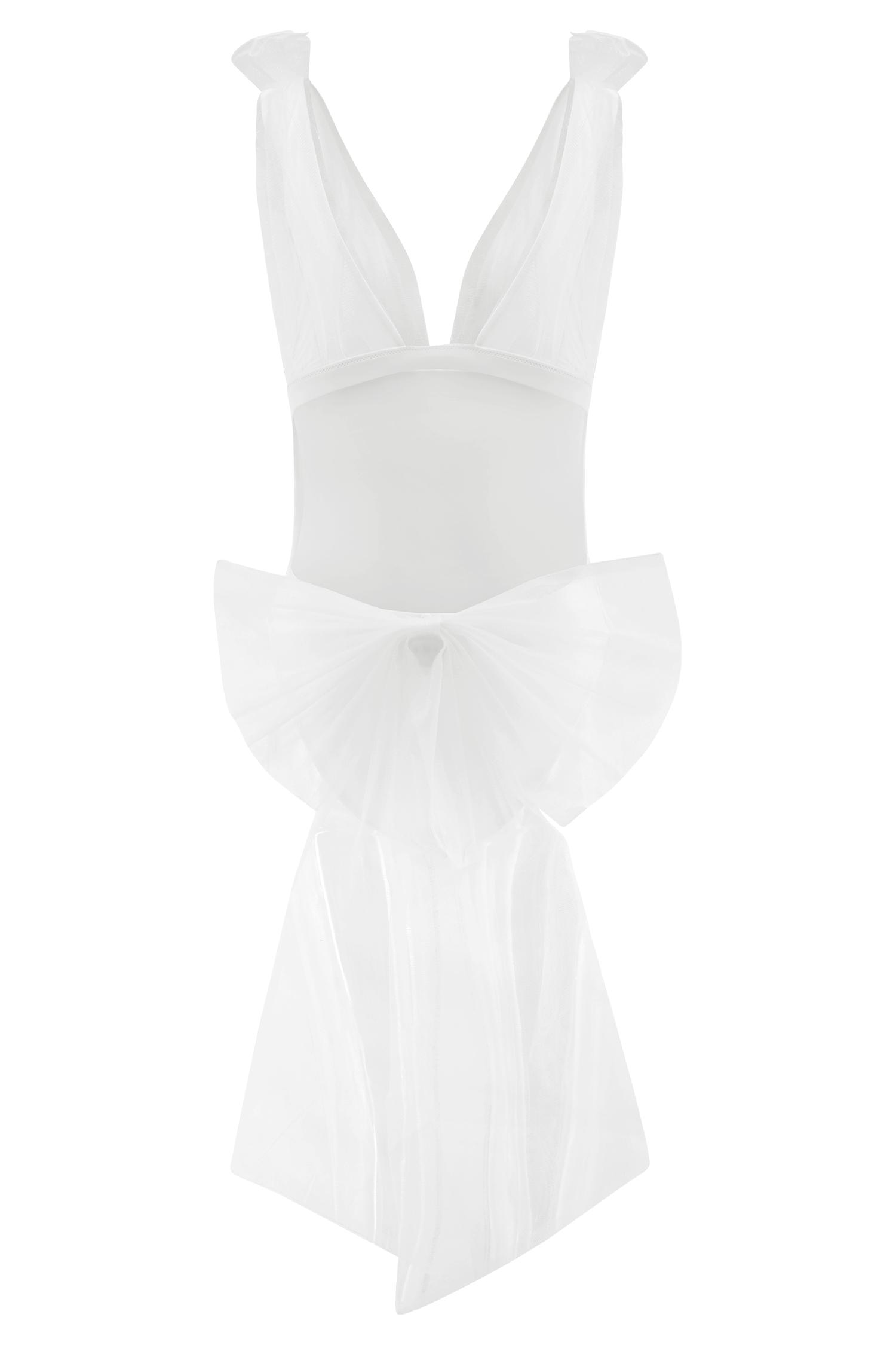 Sybil Plunge One Piece With Bow - Ivory Product Image