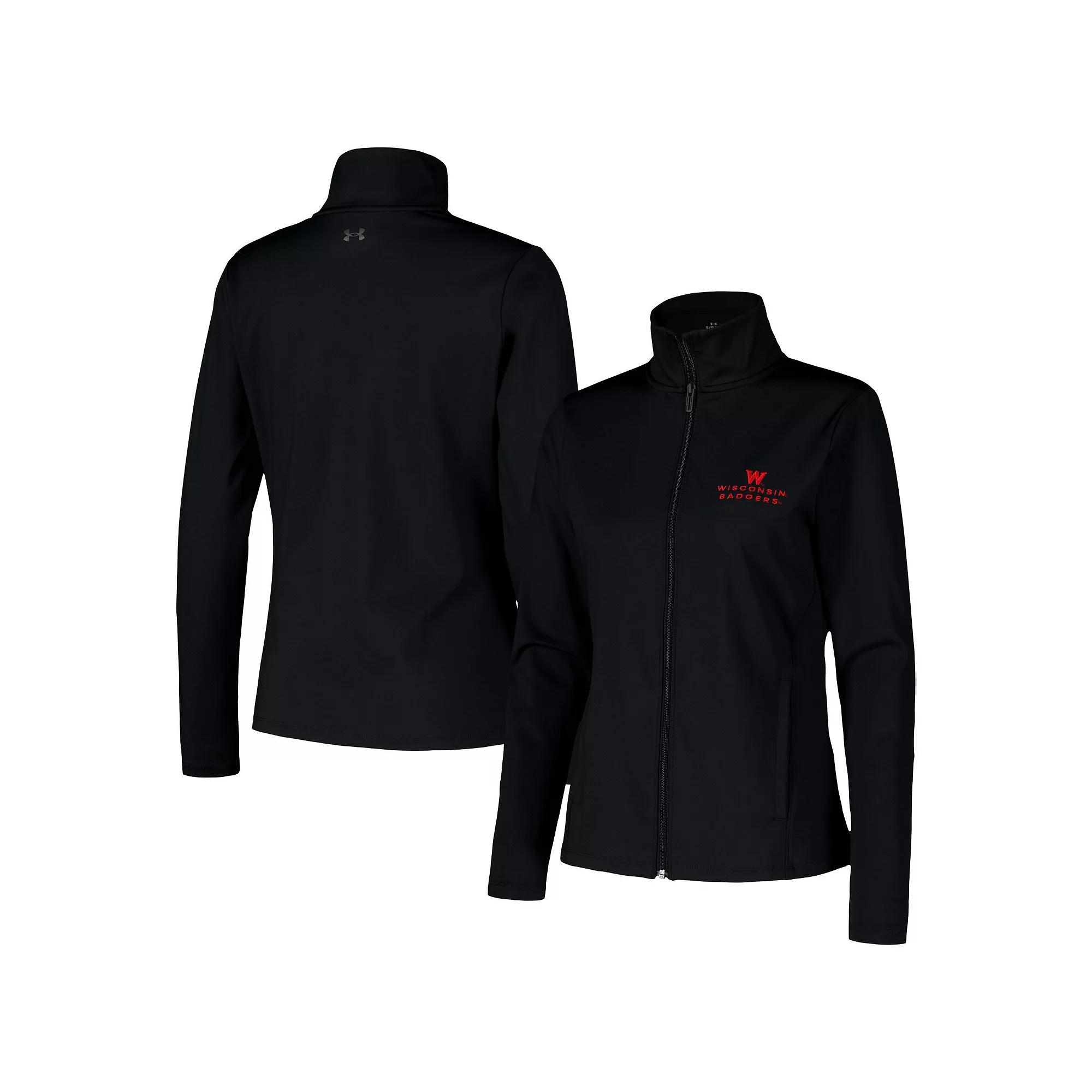 Women's Under Armour Black Wisconsin Badgers Sweat-Wicking Soft Motion Full-Zip Jacket,  Product Image