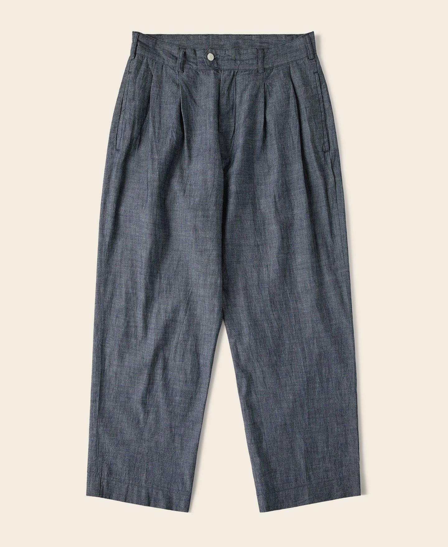 1930s Double-Pleated Chambray Pants Product Image