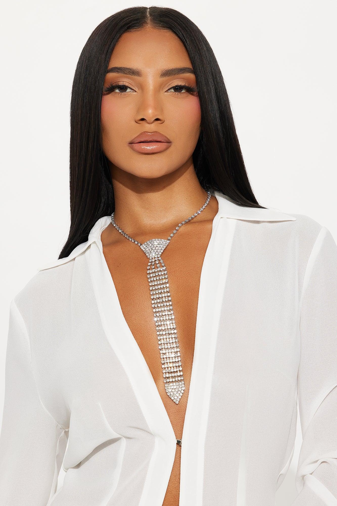 Glamour Knot Tie Necklace - Silver Product Image