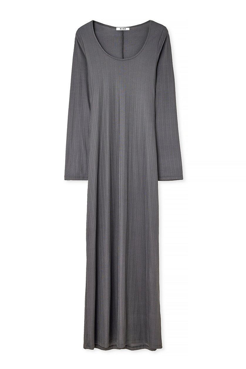 Ribbed Maxi Dress Grey Product Image