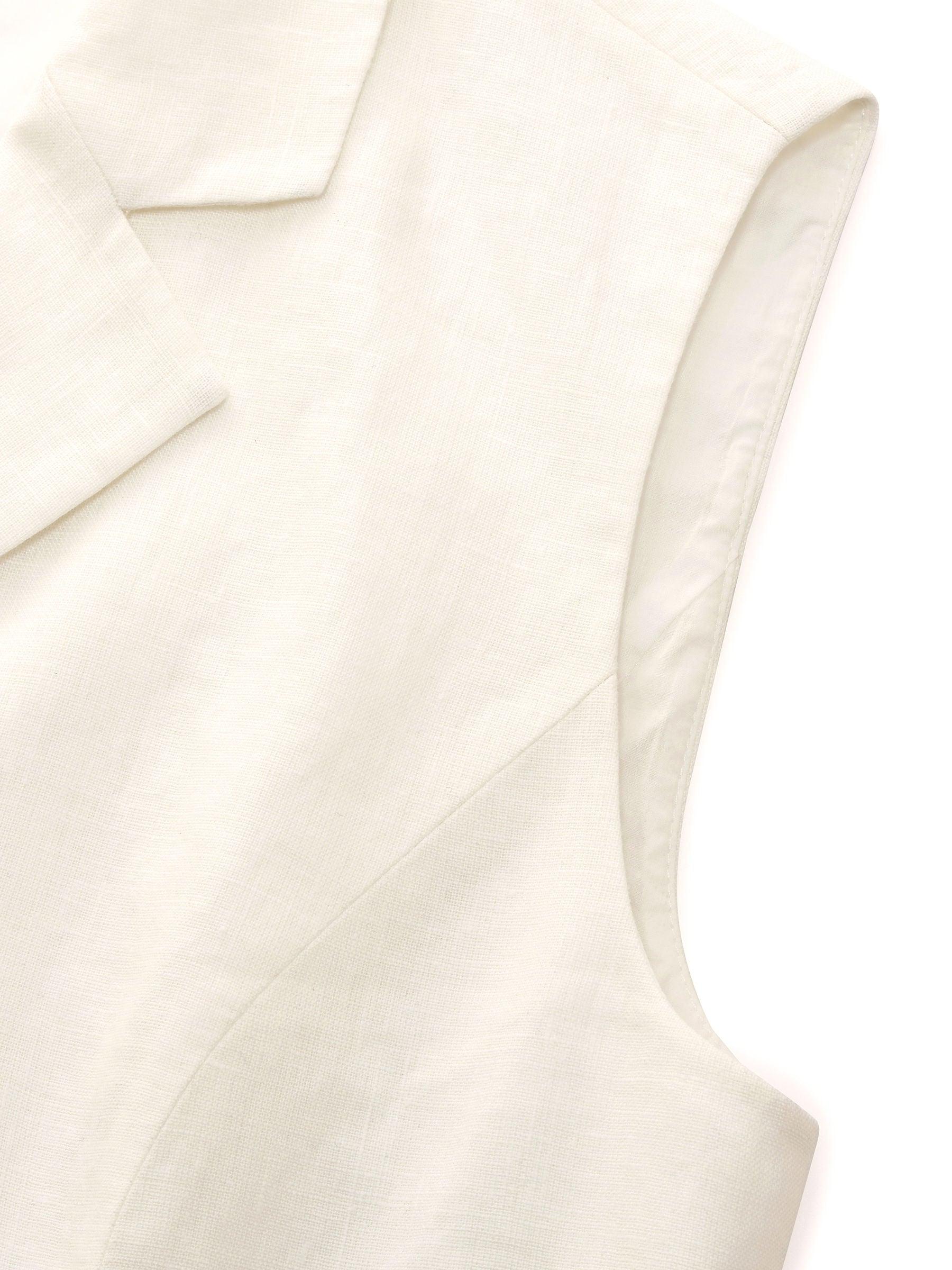 100% Linen Lapel Women V-Neck Vest Product Image