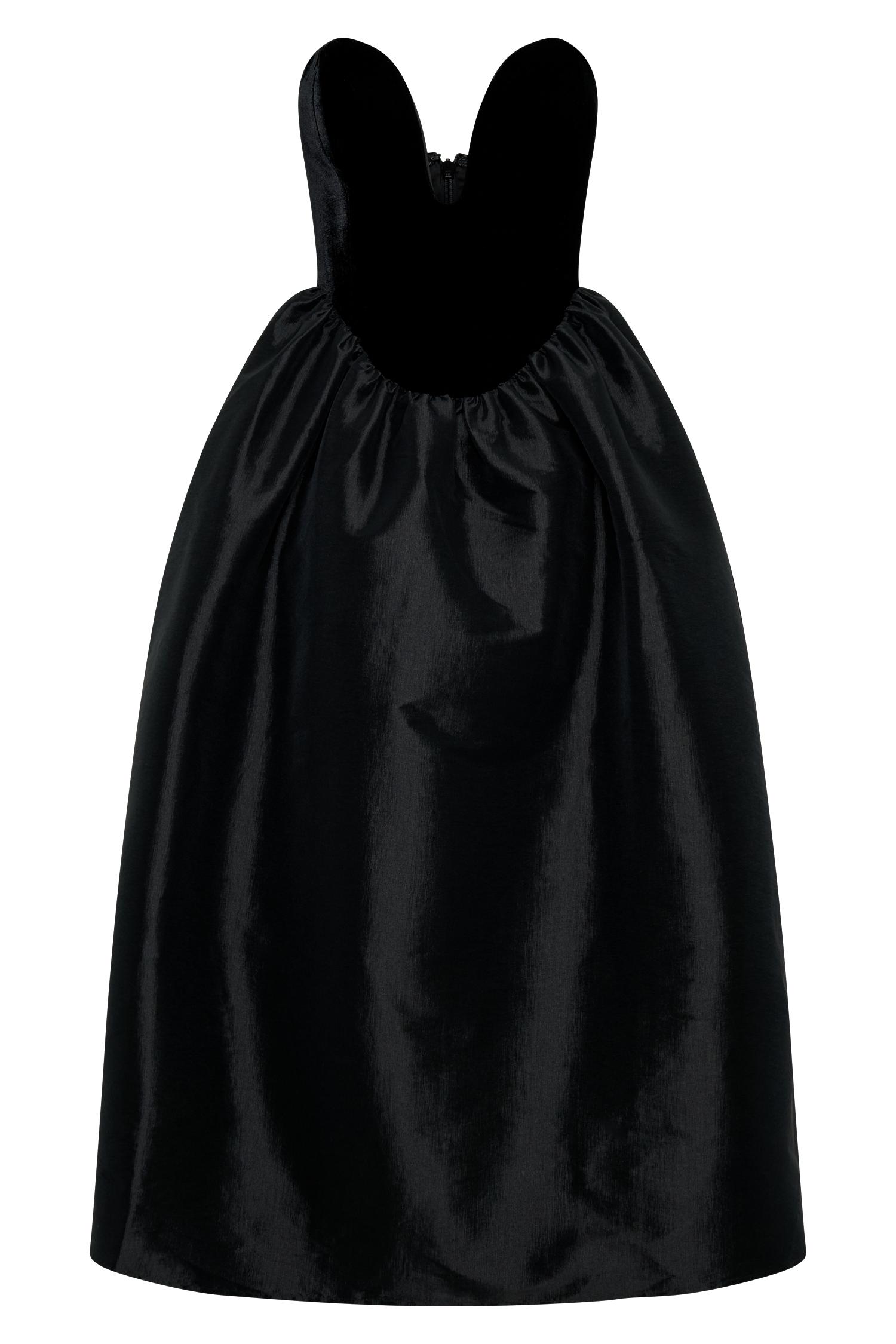 Flora Strapless Velvet Midi Dress - Black Product Image