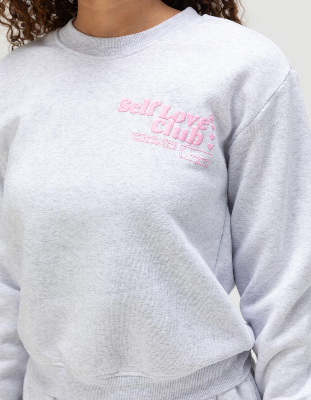 FULL TILT Self Love Club Womens Crewneck Sweatshirt - HEATHER GRAY Product Image