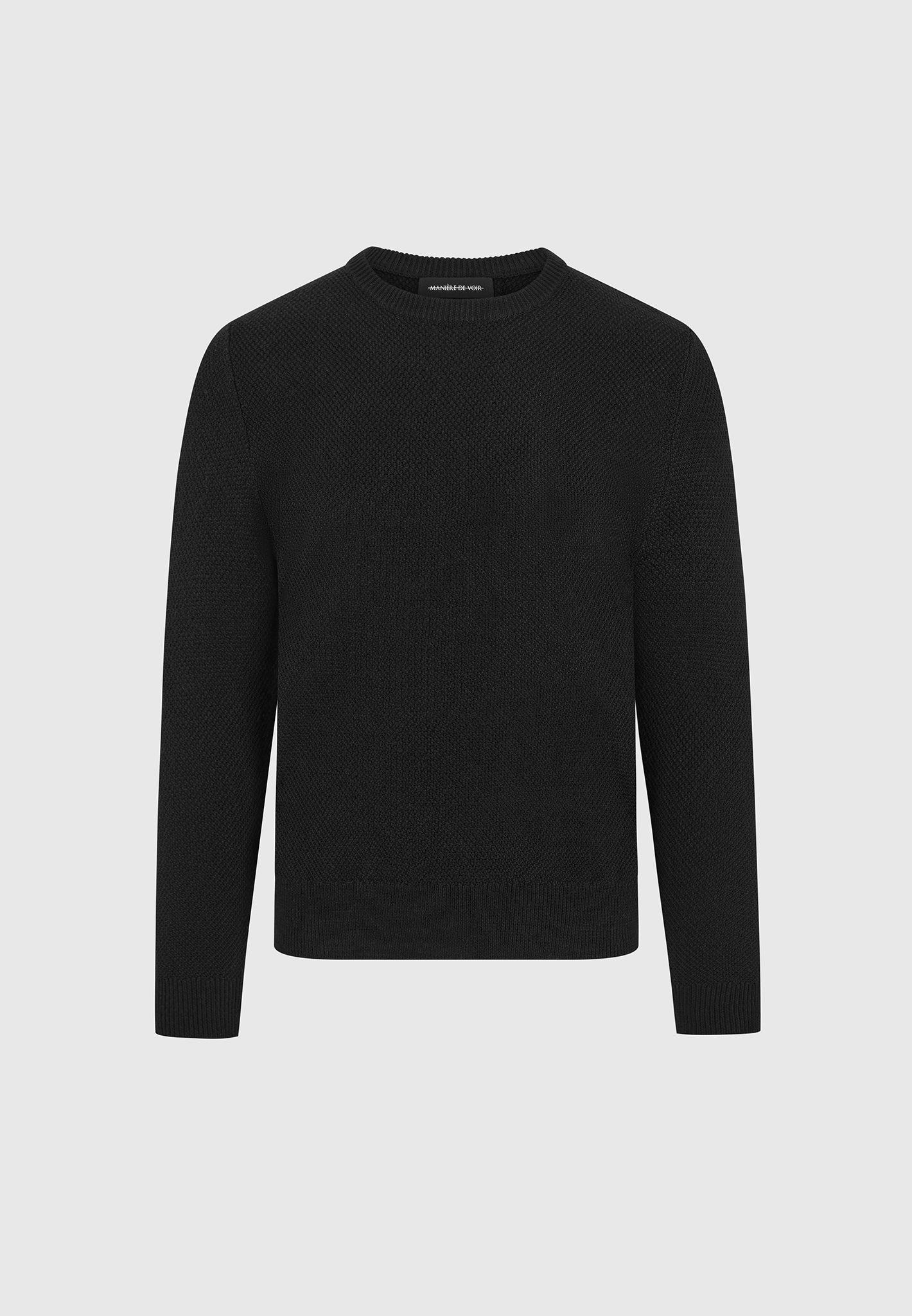 Gabin - Textured Wool Blend Jumper - Black Male Product Image