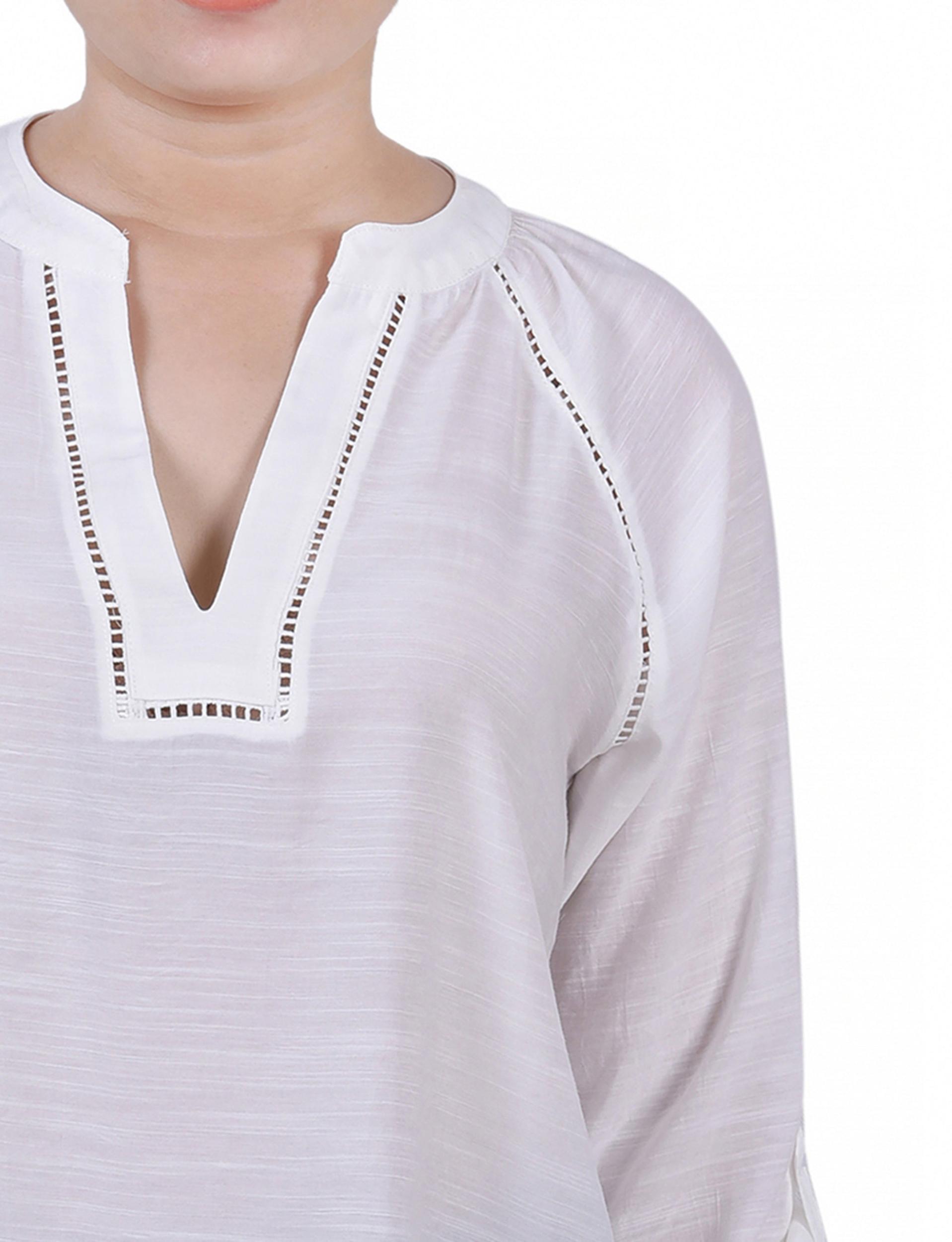 White Raglan Sleeve Split Neck Blouse Product Image