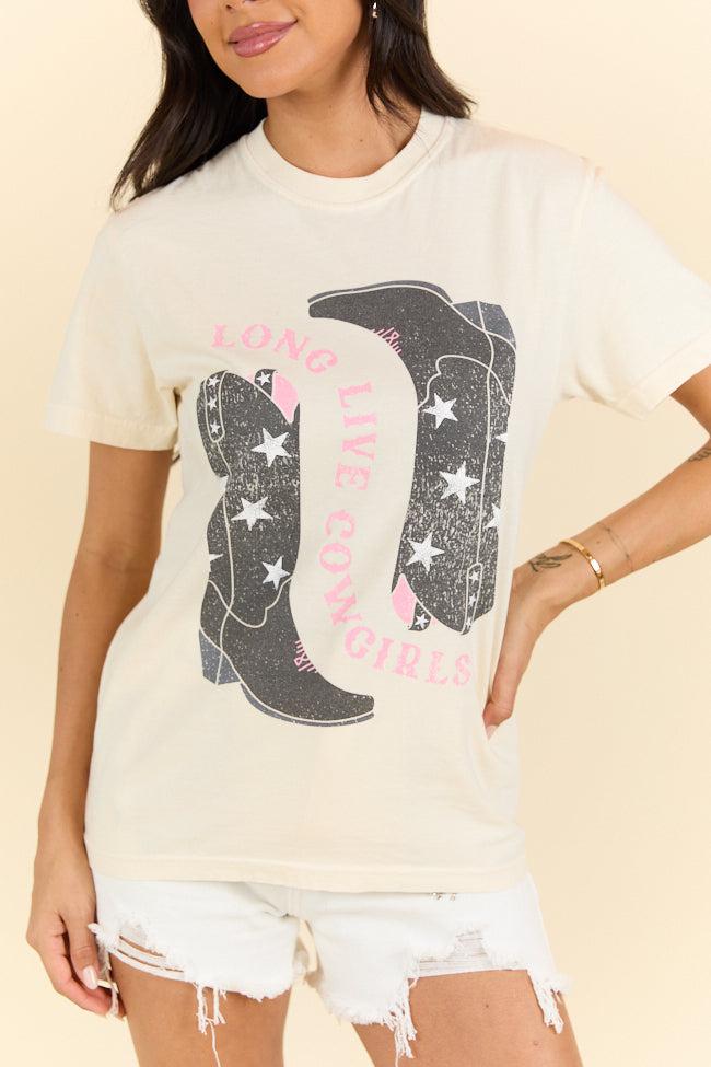 Long Live Cowgirls Star Boots Ivory Graphic Tee Product Image