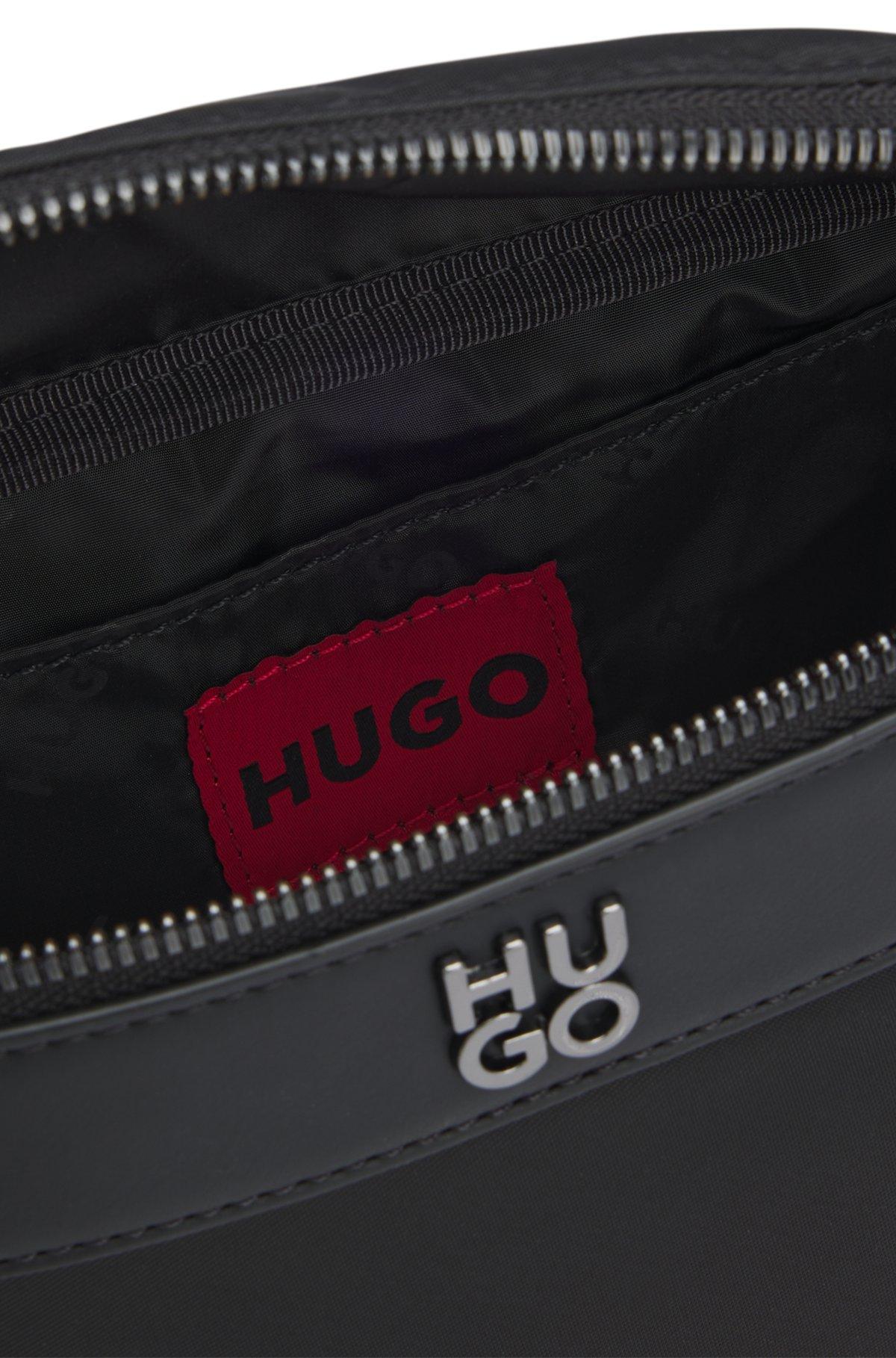 HUGO - Twill belt bag with stacked-logo trim - Black Product Image