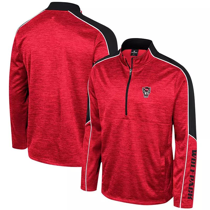 Men's Colosseum Red NC State Wolfpack Marled Half-Zip Jacket,  Product Image