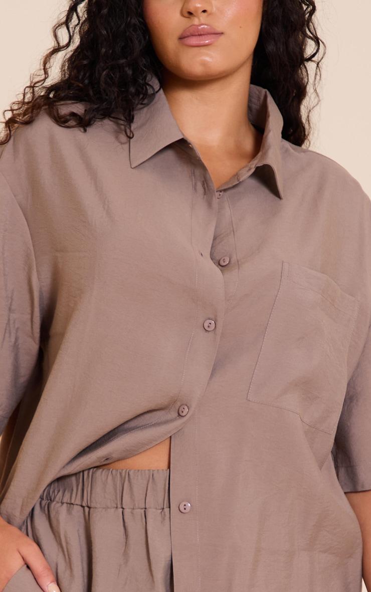 Plus Taupe Button Up Shirt Product Image