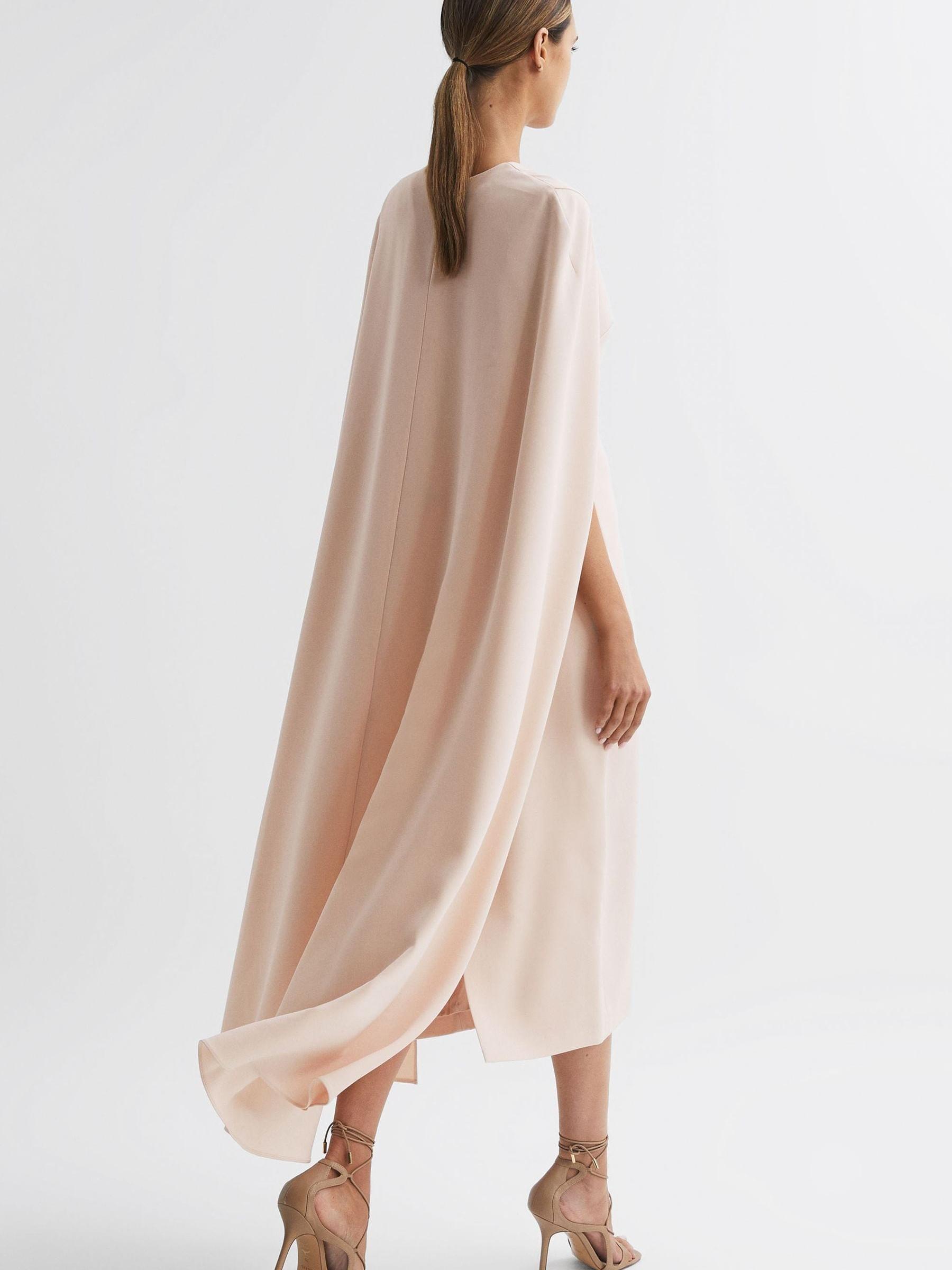 Cape-Style Midi Dress in Nude Product Image