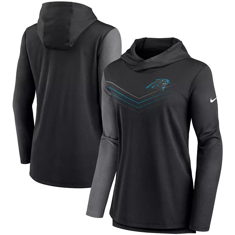 Women's Nike Navy/Heathered Charcoal Tennessee Titans Chevron Hoodie Performance Long Sleeve T-Shirt, Size: Medium, Blue Product Image