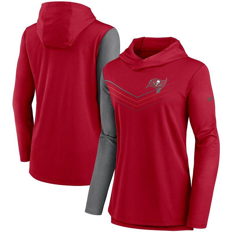 Women's Nike Red/Heathered Charcoal Tampa Bay Buccaneers Chevron Hoodie Performance Long Sleeve T-Shirt,  Product Image