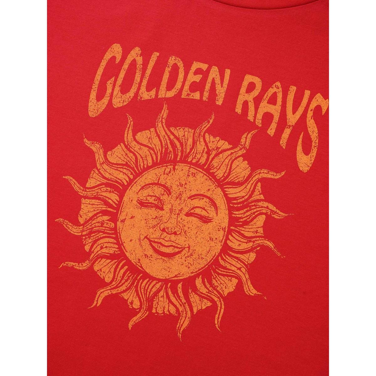 Plus Size Sun Print Round Neck Sweatshirt Women Brightred Elegant Non Round Neck Everyday Sweatshirts BloomChic 12/L Product Image