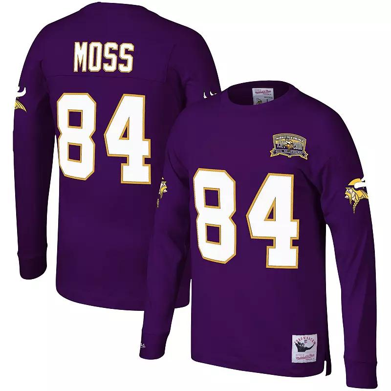 Men's Mitchell & Ness Randy Moss Purple Minnesota Vikings 2000 Retired Player Name & Number Long Sleeve T-Shirt, Size: XL Product Image