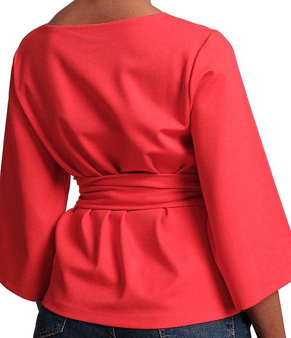 FRANCES VALENTINE Whitney Viscose Blend Boat Neck 3/4 Sleeve Wrap Top Product Image