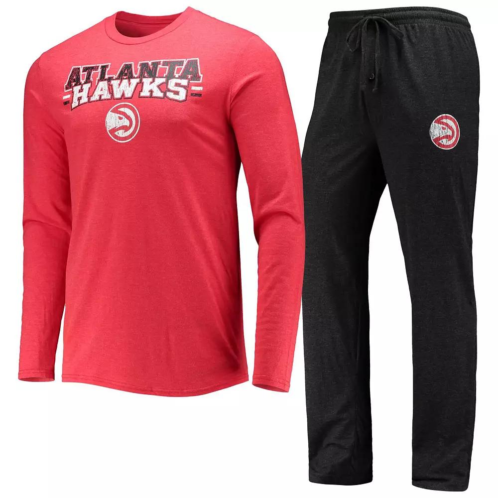 Men's Concepts Sport Black/Red Atlanta Hawks Long Sleeve T-Shirt & Pants Sleep Set,  Product Image