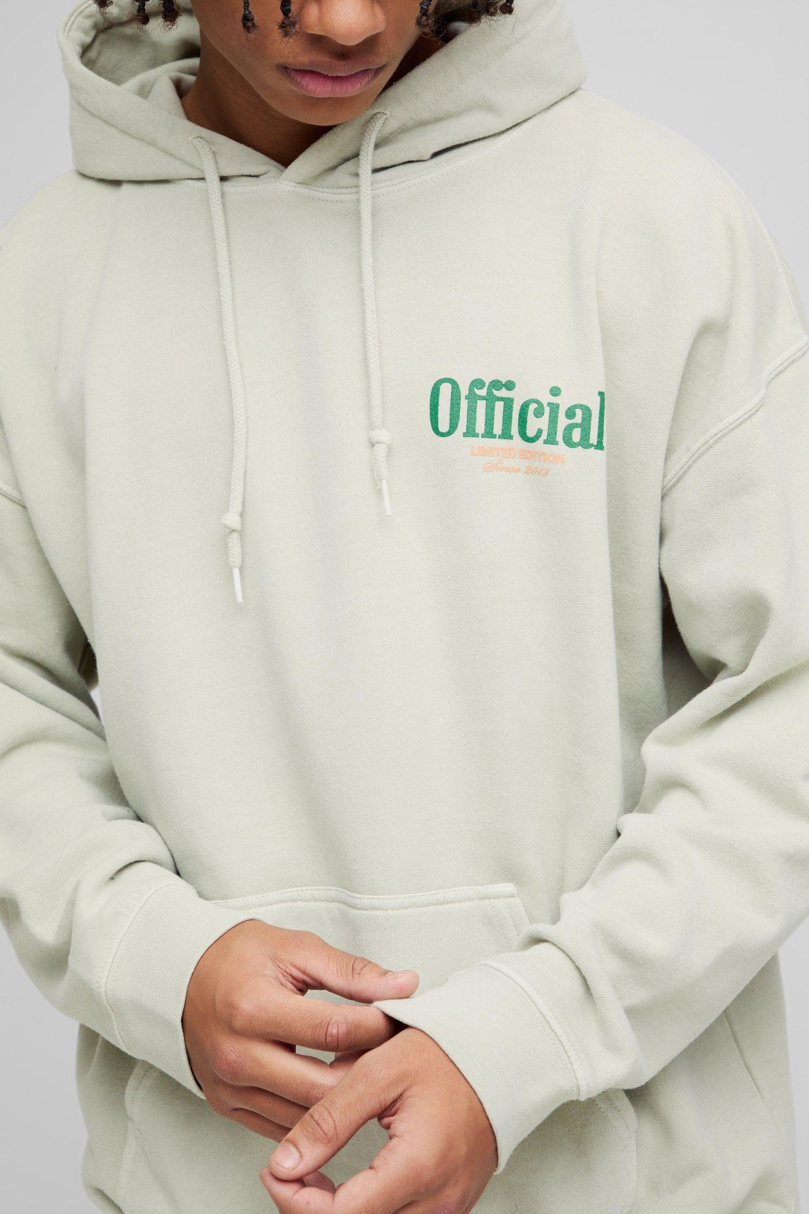 Oversized Official Mountain Graphic Washed Hoodie | boohooMAN USA Product Image