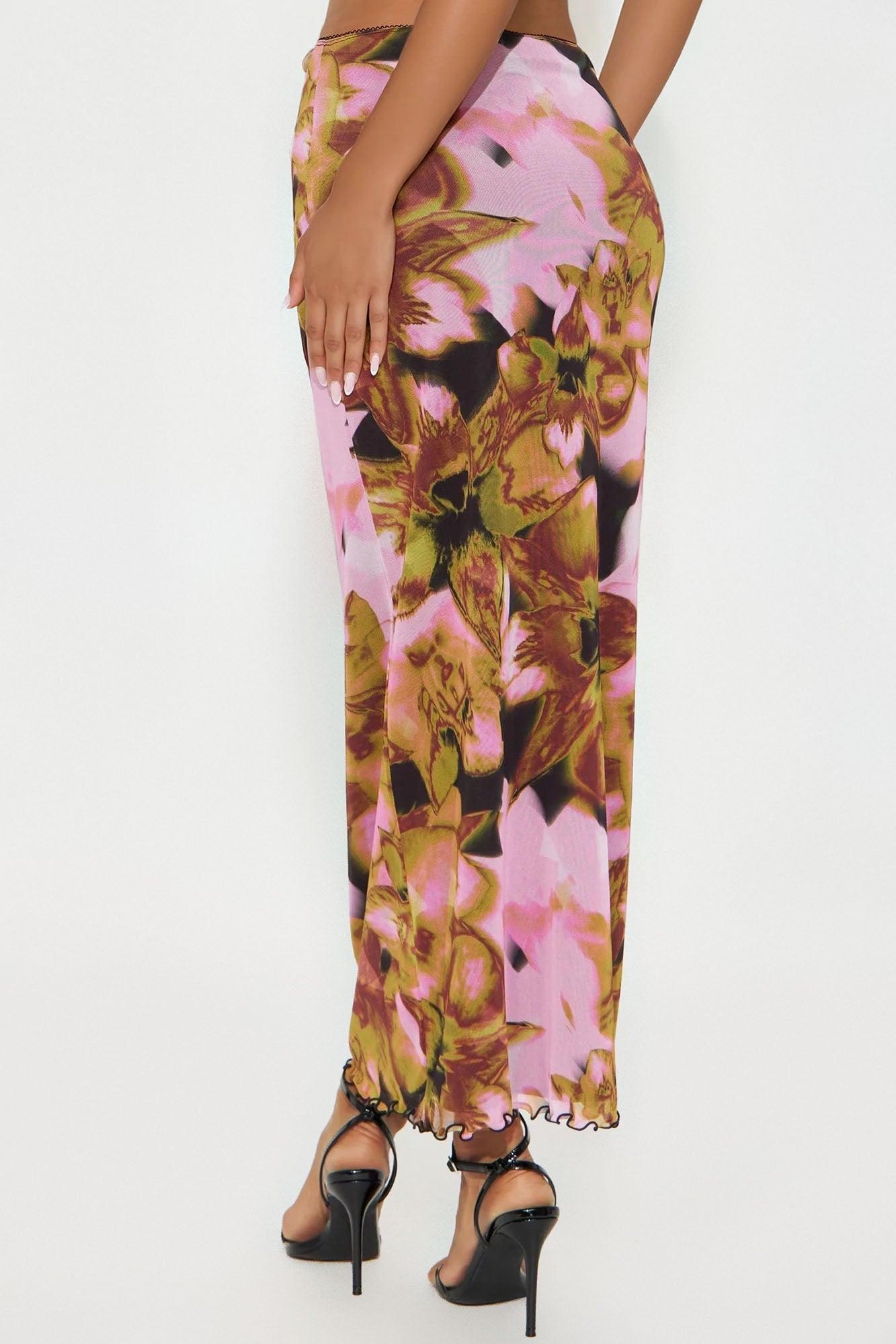 Work Of Art Abstract Mesh Maxi  Skirt - Purple/combo Female Product Image