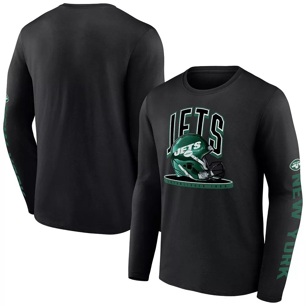 Men's Fanatics  Black New York Jets Helmet Platform Long Sleeve T-Shirt, Size: Small Product Image