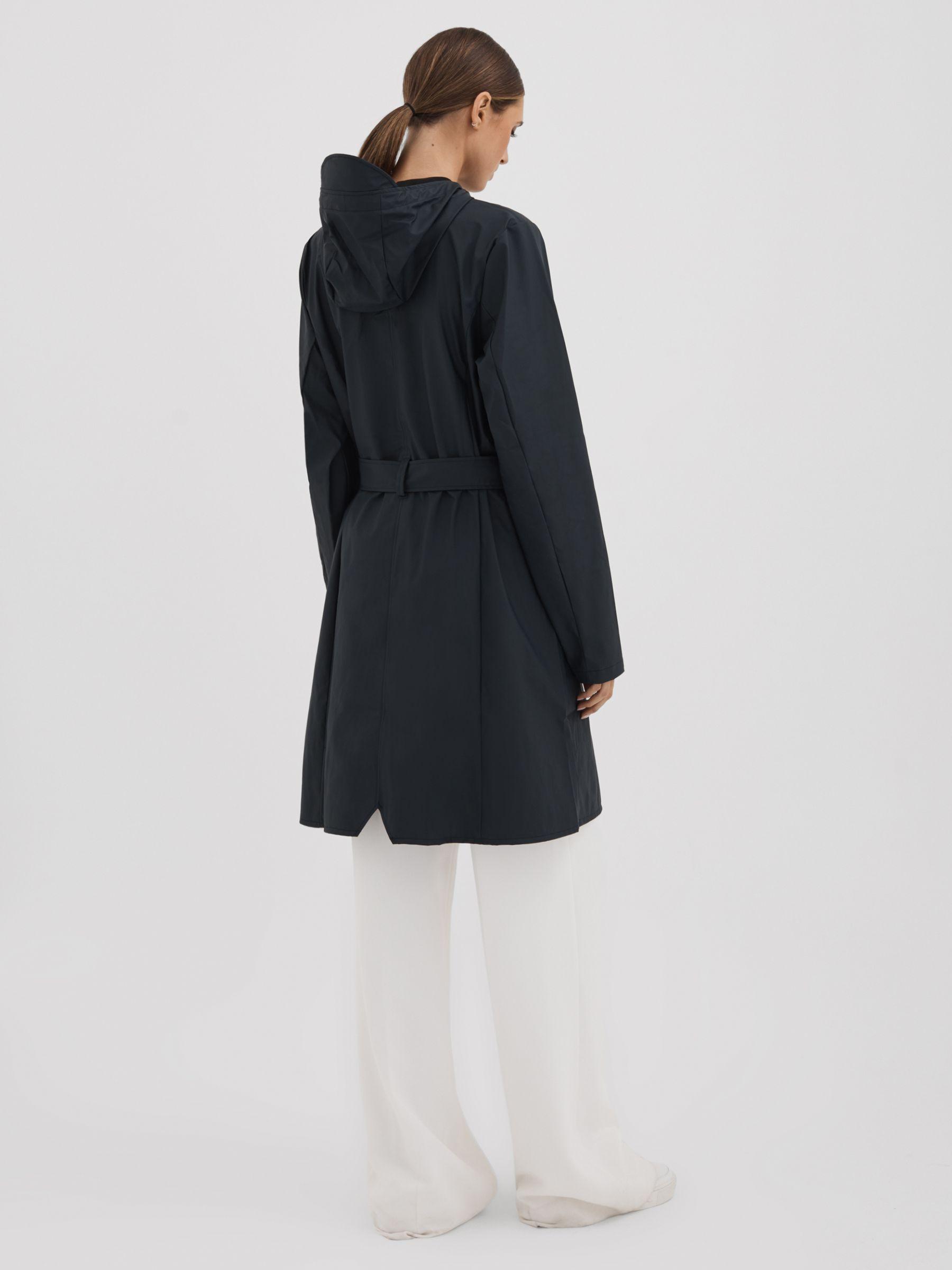 Rains Navy Belted Raincoat in Navy Product Image