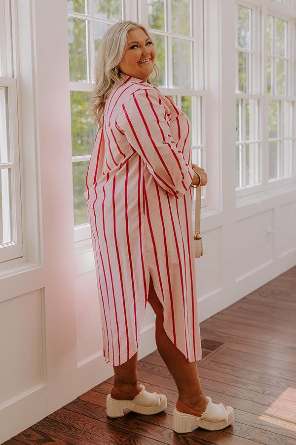 Coastline Chic Stripe Midi Dress Curves Product Image