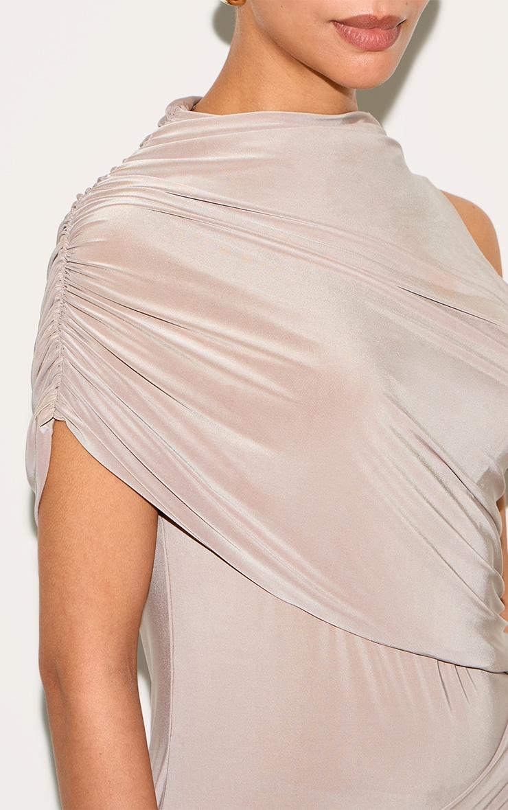 Petite Taupe Cut Out Front Asymmetric Maxi Dress Product Image