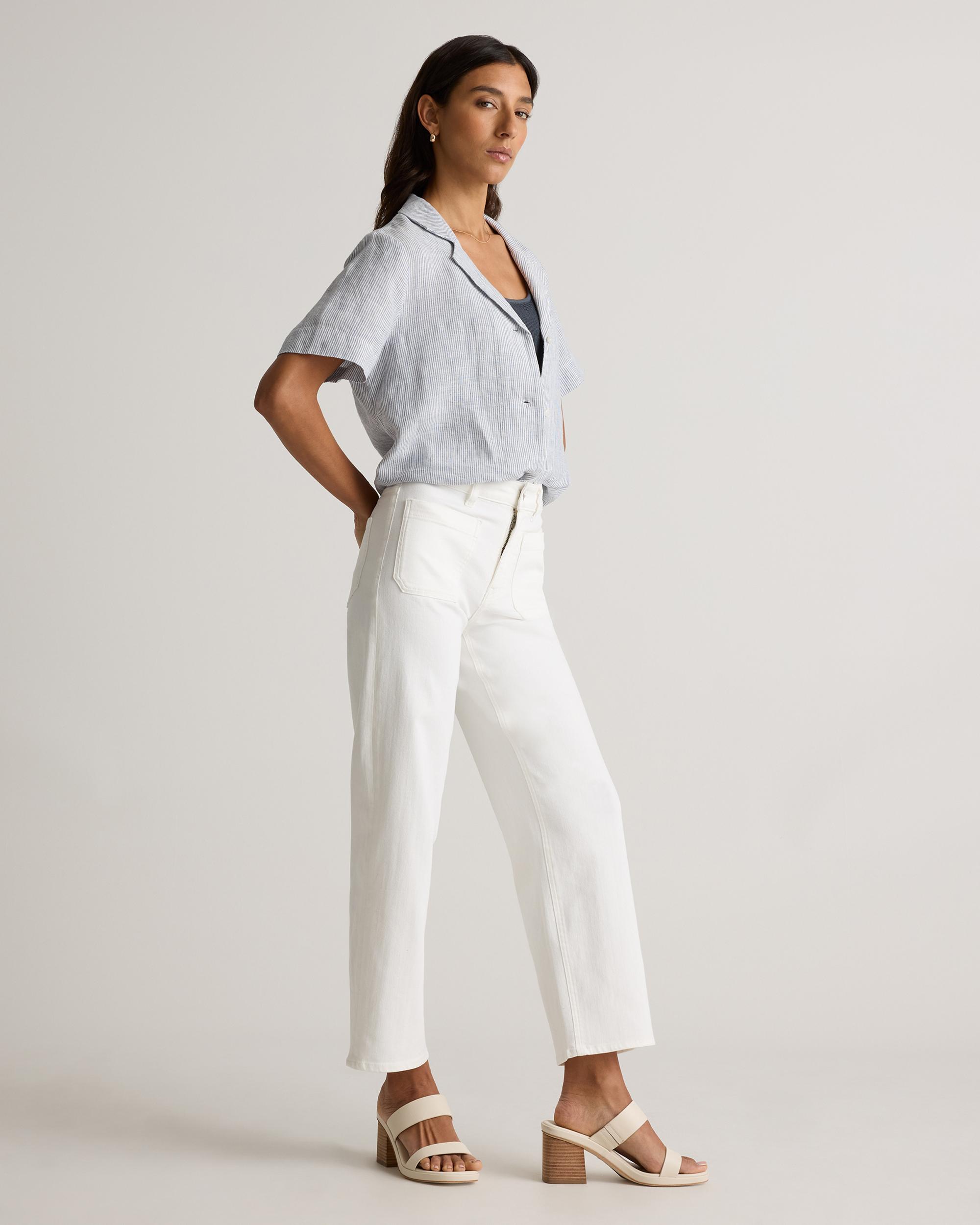 Quince | Women's Bella Stretch Patch Pocket Wide Leg Jeans Organic Cotton Product Image